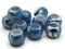 10 17mm Large Hole Macrame Blue Marbleized Round Plastic Beads
